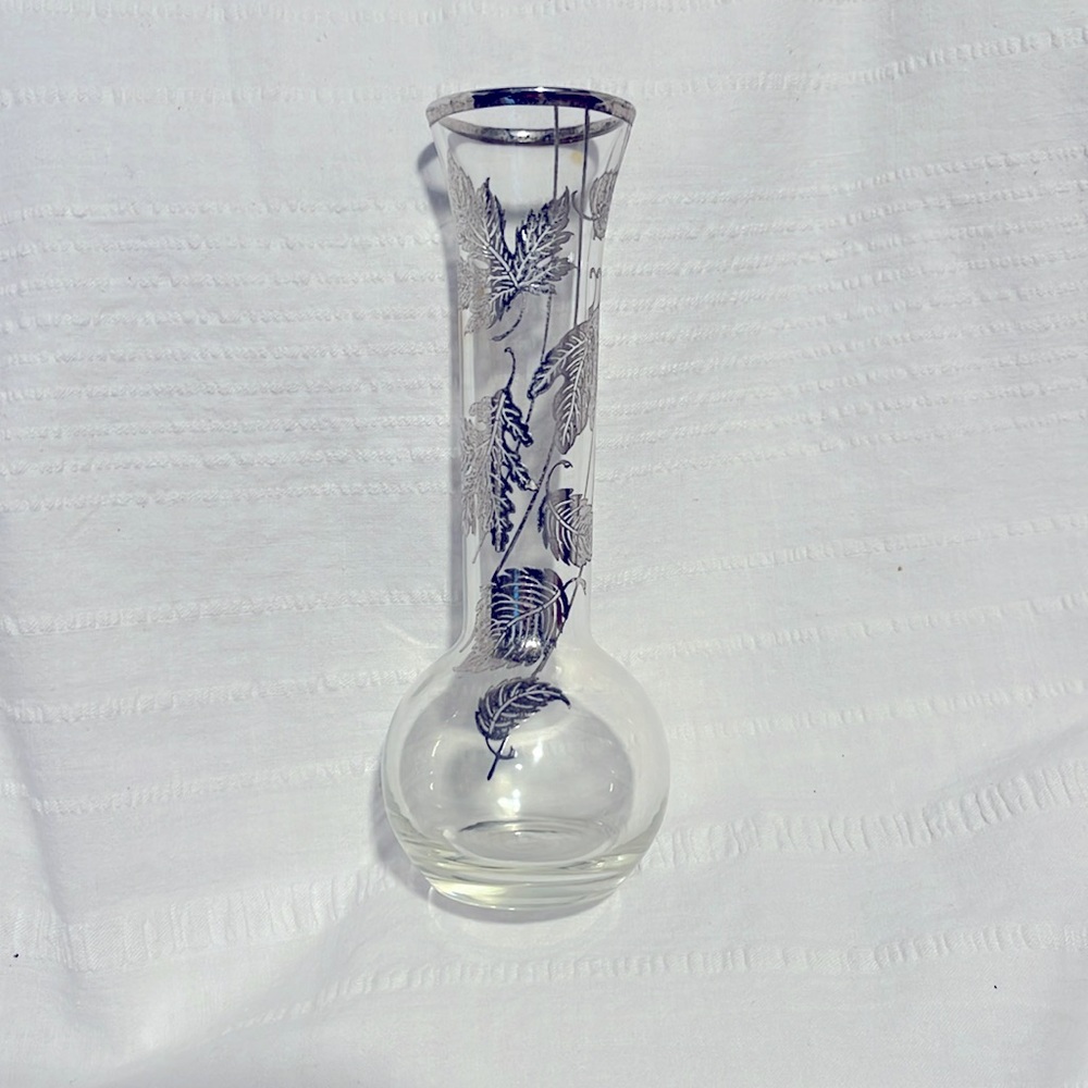 Vintage Sterling Silver City Overlay Bud Vase Leaf Leaves Pattern 6” Shabby Chic